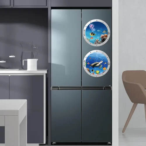 Vista 4 de Calcomanías de pared de coral de medusas lindas 3D Ocean World Wall Window Stickers Lovely Ocean Creatures Decoración, impermeable, extraíble