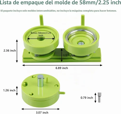 Vista 2 de Molde para Hacer Botones Happizza 2.25 pulgadas/58mm, Molde para Botones de Matriz Intercambiable Adecuado para Máquina para Hacer Botones de Carril