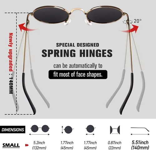 Vista 4 de Sunier Round Sunglasses Men Women Shades Polarized Hippie Retro Circle Sun Glasses