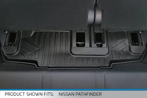 Vista 5 de SMARTLINER Alfombrillas de suelo de ajuste personalizado, 3 filas y forro de carga detrás de la tercera fila, color negro, compatibles con Nissan