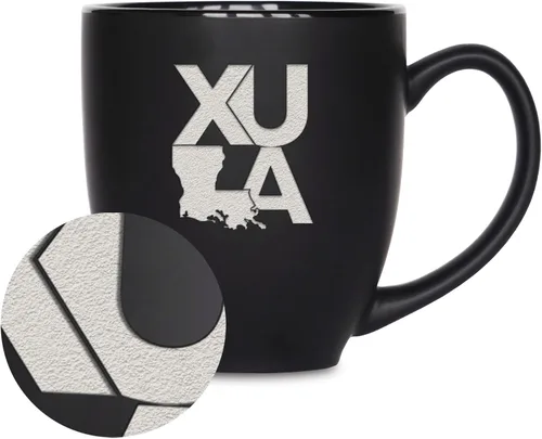 Vista 117 de Rico Industries - Taza de cerámica mate negra con grabado láser estándar de 15oz para NCAA (escuelas T & U) - Para bebidas calientes o frías