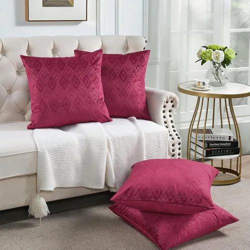 Vista 18 de Juego de 4 fundas de almohada cuadradas decorativas de terciopelo con diamantes de 20 x 20 pulgadas, fundas de almohada geométricas suaves para Aqua