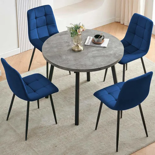 Vista 20 de Homedot Juego de mesa de comedor para 2, mesa de cocina de 3 piezas, juego de sillas de comedor redondas y negras para espacios pequeños, juego