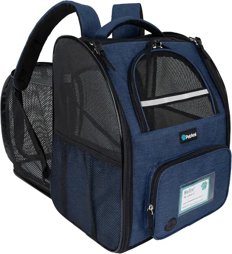 Vista 10 de PetAmi Mochila transportadora para perros y gatos, mochila expandible para viajes y senderismo, mochila de transporte para perros pequeños, medianos