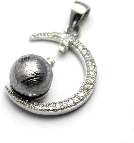 Vista 3 de COSUMOSU - Colgante de plata de ley 925 con circonita de luna creciente
