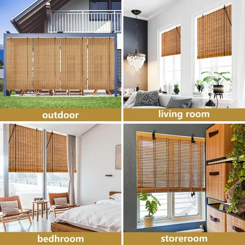 Vista 5 de Persianas de bambú, persianas de bambú para ventanas interiores, cortinas enrollables fáciles de instalar, cortinas romanas con filtro de luz