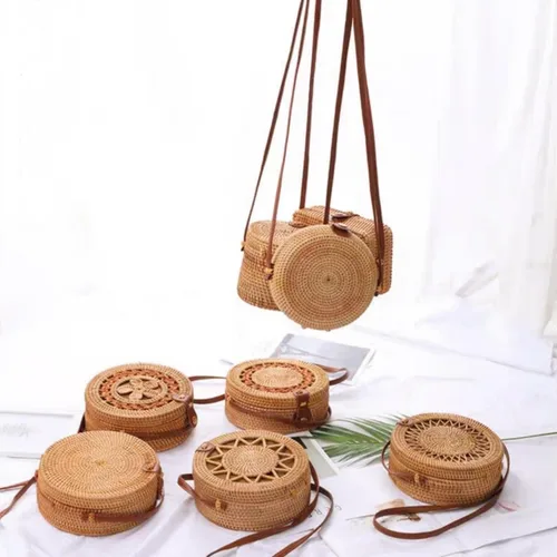 Vista 3 de Handwoven Rattan Bag for Women,Girls Summer Beach Crossbody Bags,Woven Clutch