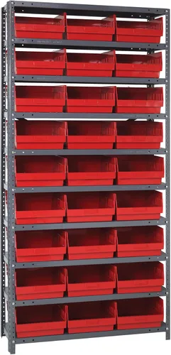 Vista 179 de Quantum QSBU-245BK Heavy Duty Shelving Unit with (7) Shelves and (24) QUS245 Black Bins for Garage Warehouse Storage Distribution 400 lb Load