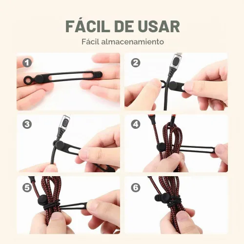 Vista 7 de Organizador de cables de datos, 2025 nuevas bridas de cable de silicona reutilizables organizador de gestión de cables para agrupar y sujetar cables