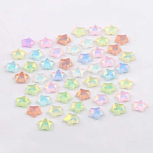 Vista 7 de 50 dijes de uñas Kawaii de estrella moca de 0.236 pulgadas para uñas, mini estrellas 3D, diamantes de imitación de uñas con parte trasera plana