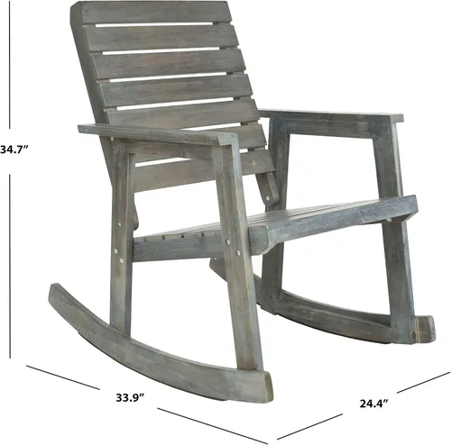 Vista 3 de Safavieh Colección al aire libre Alexei - Mecedora gris ceniza Gris cenizo