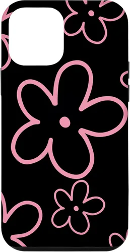 Vista 16 de Pink Black Flower Retro Modern Boho Floral Aesthetics Case for iPhone 17