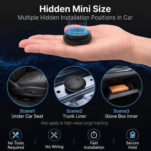 Vista 5 de Rastreador GPS para vehículos, paquete de 2 rastreadores GPS ocultos magnéticos para vehículos, sin suscripción, dispositivo de seguimiento