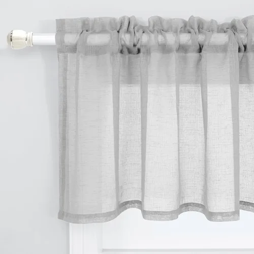 Vista 11 de KOUFALL Vallas de Cocina para Ventanas, Vallas de Lino Translúcidas de Estilo Granja para la Sala de Estar, Beige