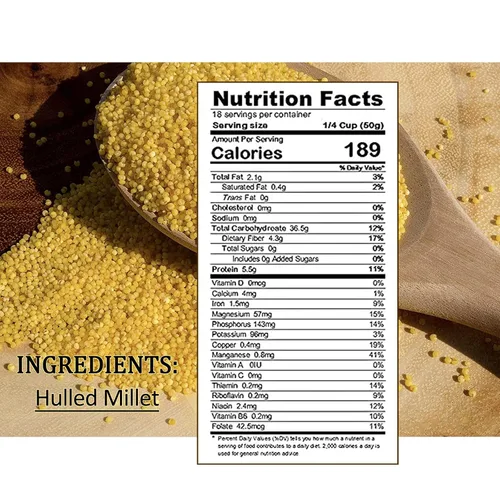 Vista 2 de Zestful Foods Mijo descascarado, grano de mijo, semillas de mijo, harina de mijo sin gluten, grano entero, orgánico, 2 libras