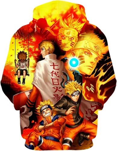 Vista 2 de Oboiti Sudadera con capucha de anime 3D, sudadera con capucha de bolsillo grande para niños y niñas