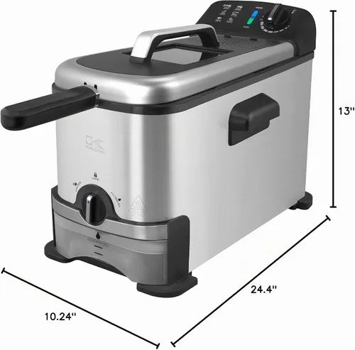 Vista 7 de Kalorik Freidora profunda con filtración de aceite, con control de temperatura ajustable, cesta apta para lavavajillas y ventana de fácil visión