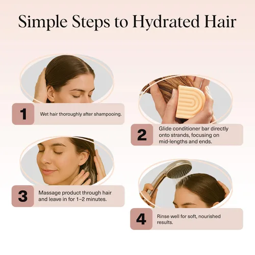 Vista 7 de Barra de acondicionador de hidratación profunda de aceite de coco Kitsch - Acondicionador ecológico sin botella. Nutre y restaura el cabello seco