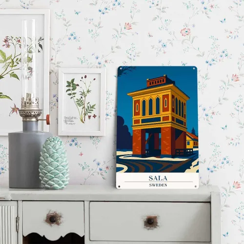 Vista 3 de Sala Sweden Wall Decor Retro Metal Sign Poster for Garage Man Cave Bathroom Bedroom Farm Inspirational Popular Wall Art 8x12 Inch Signs Posters