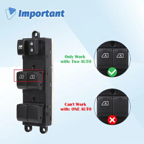 Vista 5 de Interruptor de control de elevalunas eléctrico compatible con Nissan Pathfinder 2007 2008 2009 2010 2011 2012 delantero izquierdo del lado
