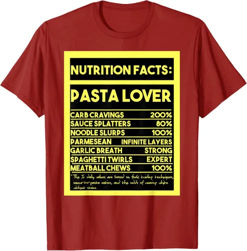 Vista 64 de Pasta Lover Nutrition Facts: The Ultimate Carb Connoisseur's T-Shirt Negro