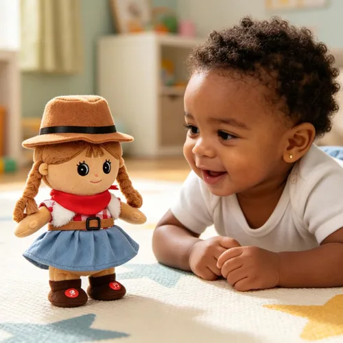 Vista 8 de Hopearl Muñeca negra que habla y canta, repite lo que dices, muñeca negra que camina, juguete animado interactivo, eléctrico, regalo de peluche