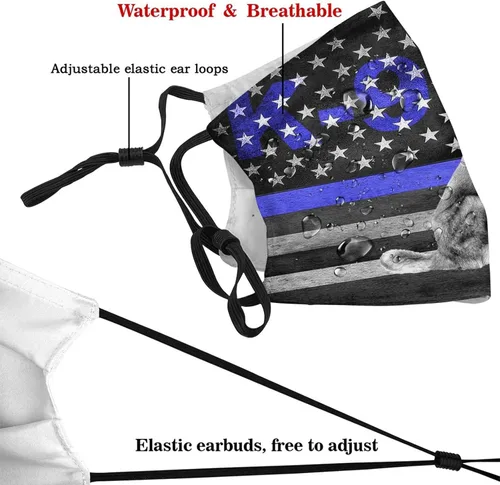 Vista 4 de Máscara facial de impresión lavable decorativa con 2 filtros regalo unisex para adultos pasamontañas bandana