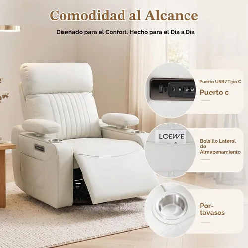 Vista 7 de ABCASA Mecedora giratoria eléctrica para guardería con brazo