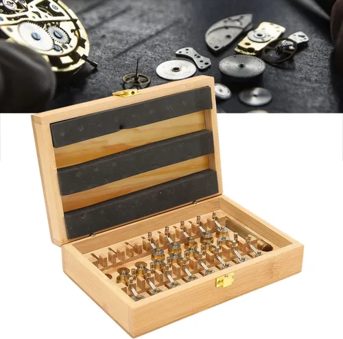Vista 6 de Bobinadora de resorte principal, kit profesional de herramientas de cuerda de cobre de alta precisión con caja de almacenamiento de madera