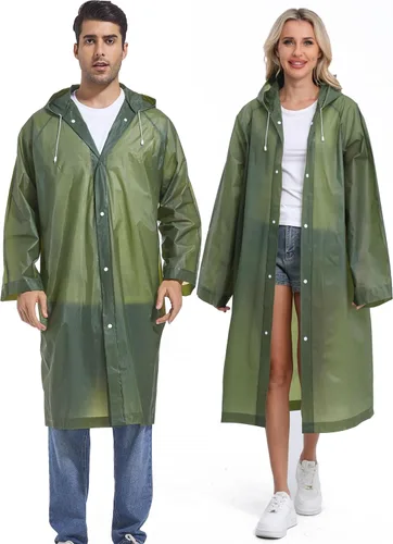 Vista 6 de 2 abrigos de lluvia de Borogo para adultos, chaquetas de lluvia reutilizables para hombres y mujeres