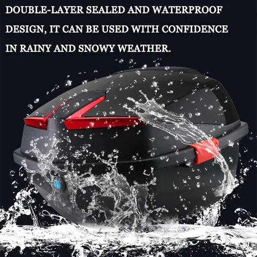 Vista 6 de Caja trasera de motocicleta con respaldo sellado e impermeable, doble capa de protección, almacenamiento de equipaje, funda superior para scooter