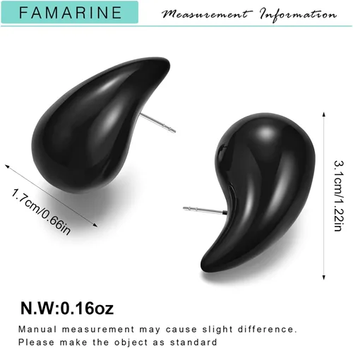 Vista 6 de FAMARINE Aretes de oro con forma de gota de agua para mujer, aretes grandes de oro con forma de lágrima