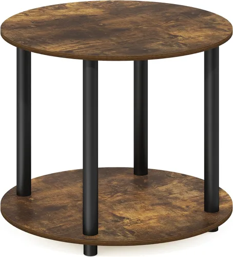 Vista 8 de Furinno Mesa de Café Básica, Mesa de Centro Moderna de 2 Niveles con Estante Abierto, Mesa Auxiliar de Fácil Montaje, para Sala de Estar