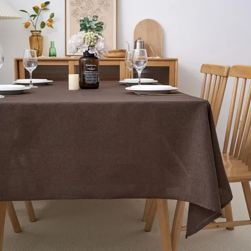Vista 13 de NLMUVW Mantel de Lino Marrón para Mesas Redondas, Mantel Pequeño Color Chocolate, Cubierta de Mesa Estilo Granja para Cocina, Comedor, Café, 36