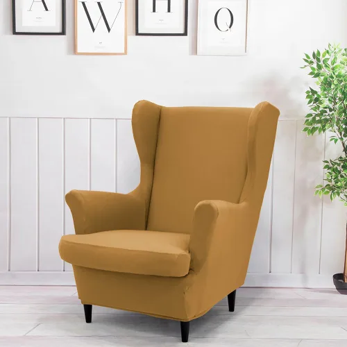 Vista 19 de Morbuy Funda para silla Wingback, 2 piezas, lavable, elástica, con respaldo de ala, fundas para silla con brazos para sala de estar, dormitorio