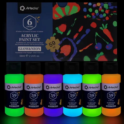 Vista 10 de Artecho - Pintura que brilla en la oscuridad, 8 colores / 0.7 fl oz