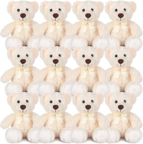 Vista 10 de Zhanmai 12 piezas de oso de peluche de 14 pulgadas, operación a granel, regalos de graduación 2025, oso de peluche a granel para regalos de Marrón