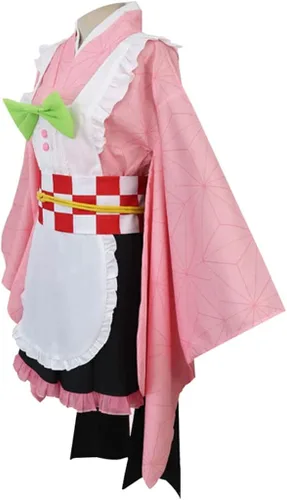 Vista 5 de Yunbei Disfraz de kimono japonés Kamado Nezuko para cosplay traje de bata Kanroji Mitsuri Yukata