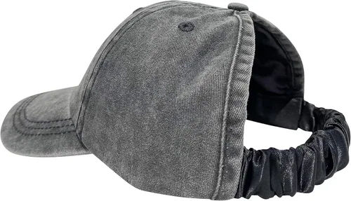 Vista 6 de CurlCap Gorra sin parte trasera para cabello natural, gorra de béisbol forrada de satén para mujer