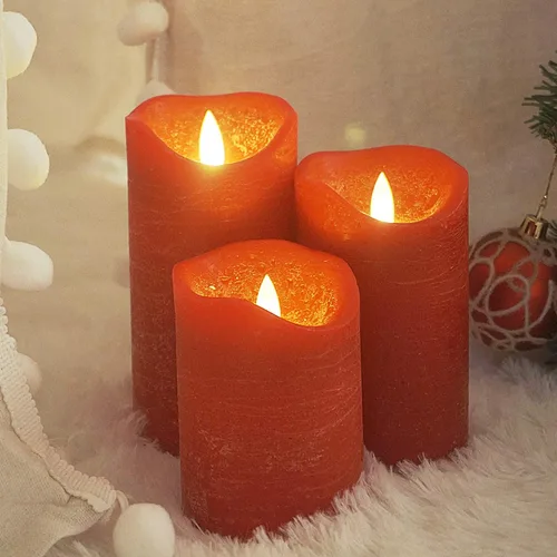 Vista 4 de iZAN - Juego de 3 velas sin llama de cera real, con pilas, LED, pilar parpadeante, velas eléctricas realistas, con control remoto y temporizador