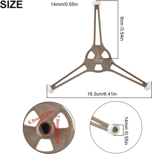 Vista 5 de Plastic Microwave Rotating Support Ring 8.8 inch outer diameter, 15mm roller height, fits 24.5cm flat chassis, smooth rotation, simple install