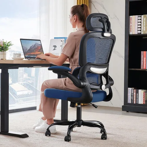 Vista 51 de TRALT - Silla de oficina ergonómica con soporte lumbar, color beige, 1