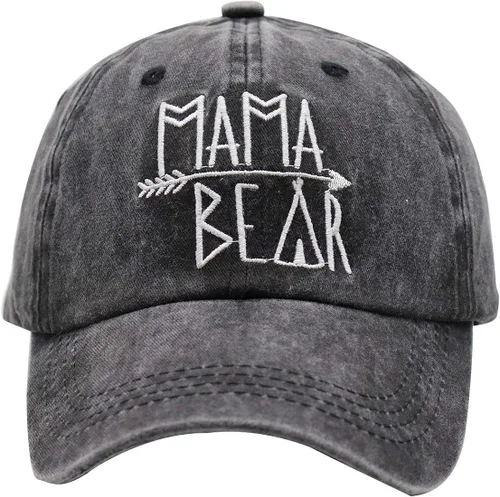 Vista 2 de MANMESH HATT Mama Bear Ponytail Hat Vintage Washed Distressed Baseball Dad Cap for Women