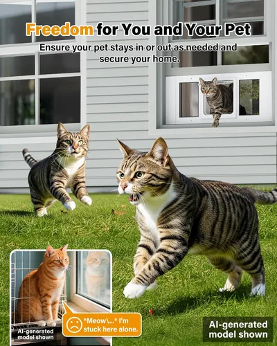 Vista 2 de Puerta de gato de 23 a 28 pulgadas para ventana, con solapa para puerta de mascota