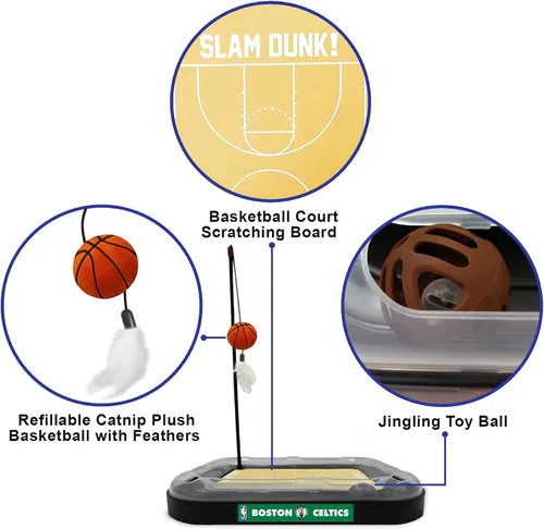 Vista 2 de Pets First Boston Celtics - Rascador de baloncesto para gatos, 14 x 11