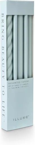 Vista 7 de Illume Beautifully Done Velas Cónicas Sin Aroma Surtidas Paquete de 3, Verde Salvia