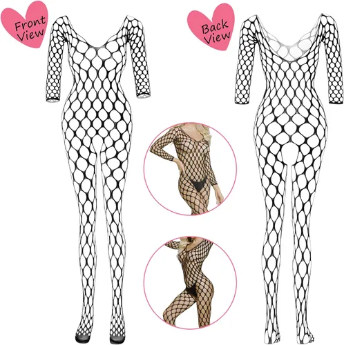 Vista 3 de Women's Fishnet Lingerie Lace Stockings Bodysuits Mesh Babydoll for Women