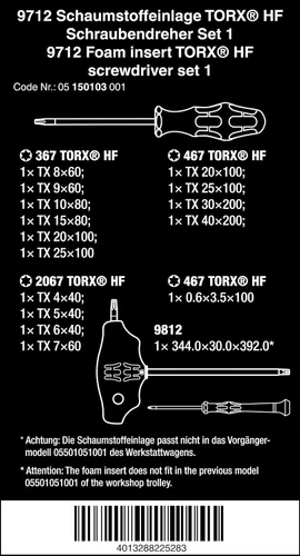 Vista 2 de Wera 05150103001 9712 Juego de destornilladores TORX® HF 1, 14 piezas