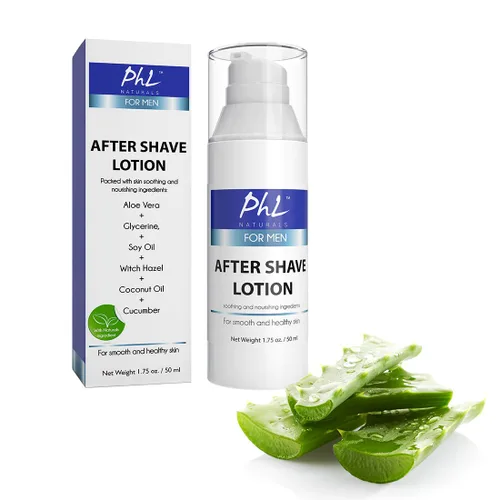 Vista 6 de PHL Naturals Loción para después del afeitado sin perfume para hombres, calma, hidrata, repara la piel y previene las quemaduras de afeitar, acabado