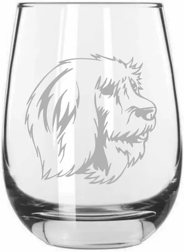 Vista 148 de Shar Pei (chino) - Vaso de vino sin tallo grabado para perro, 15.25 onzas